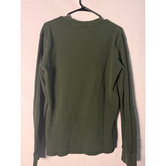 Polo Jeans Company Green Knit Thermal Shirt Long Sleeve Crewneck Size Large - Picture 3 of 5
